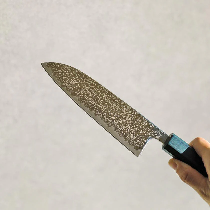 【三徳包丁】V10ダマスカス31層 藍染 青 樫八角柄 170 | BECOSオリジナル - Image 5