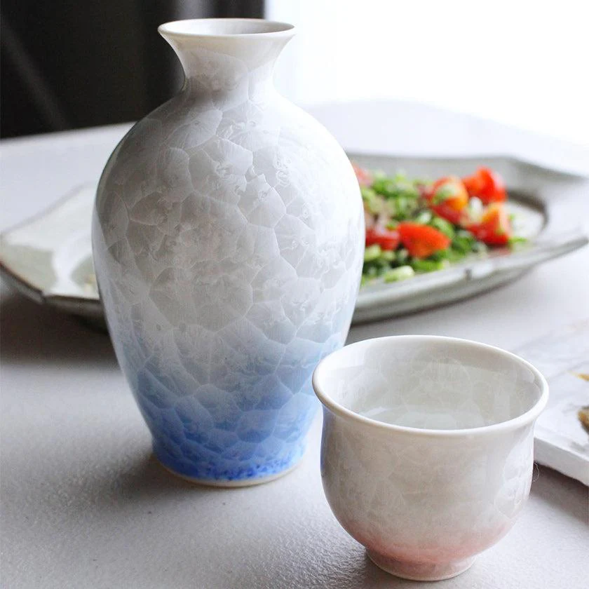 【酒器3点セット】花結晶 (白地赤青) | 京焼-清水焼 | 陶葊 - Image 9