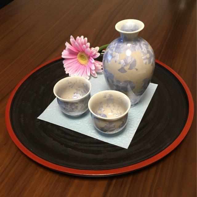【酒器3点セット】花結晶 (銀藤) 徳利&ぐい吞 | 京焼-清水焼 | 陶葊 - Image 3