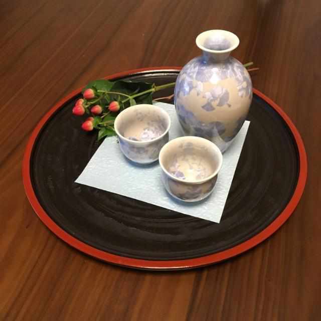 【酒器3点セット】花結晶 (銀藤) 徳利&ぐい吞 | 京焼-清水焼 | 陶葊 - Image 4