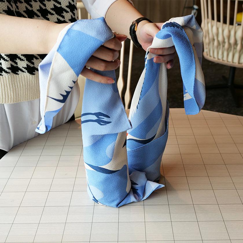 【風呂敷】鶴霞 たづかすみ (二越ちりめん96cm) | 超撥水加工| 朝倉染布 - Image 8