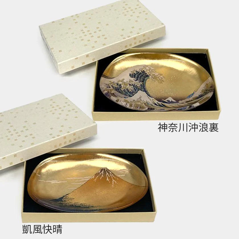 【トレー】箔名画 北斎 ガラストレー (金) | 金沢箔 | 箔一 - Image 4