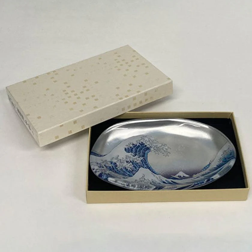 【トレー】箔名画 北斎 ガラストレー (銀) | 金沢箔 | 箔一 - Image 3