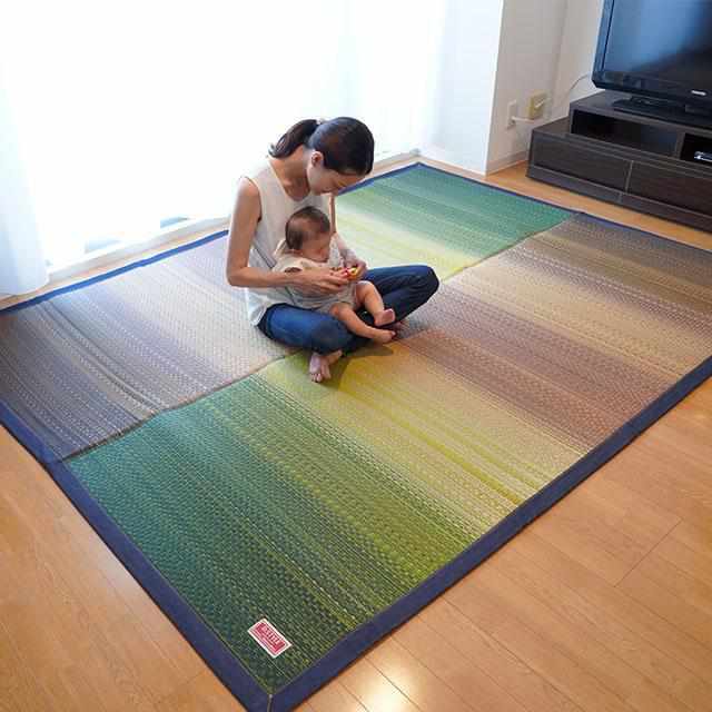【い草-畳】イケヒコ い草ラグ デニムFジョイ 緑 (楕円：190×210cm) - Image 7