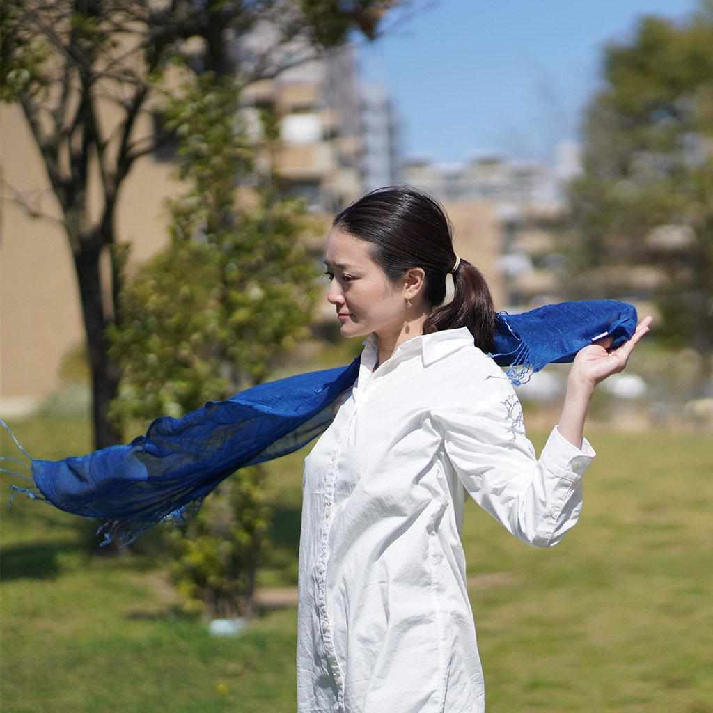 【ストール】天然インディゴ 手染め (3回染め) | 藍染 | インディゴ気仙沼 - Image 2