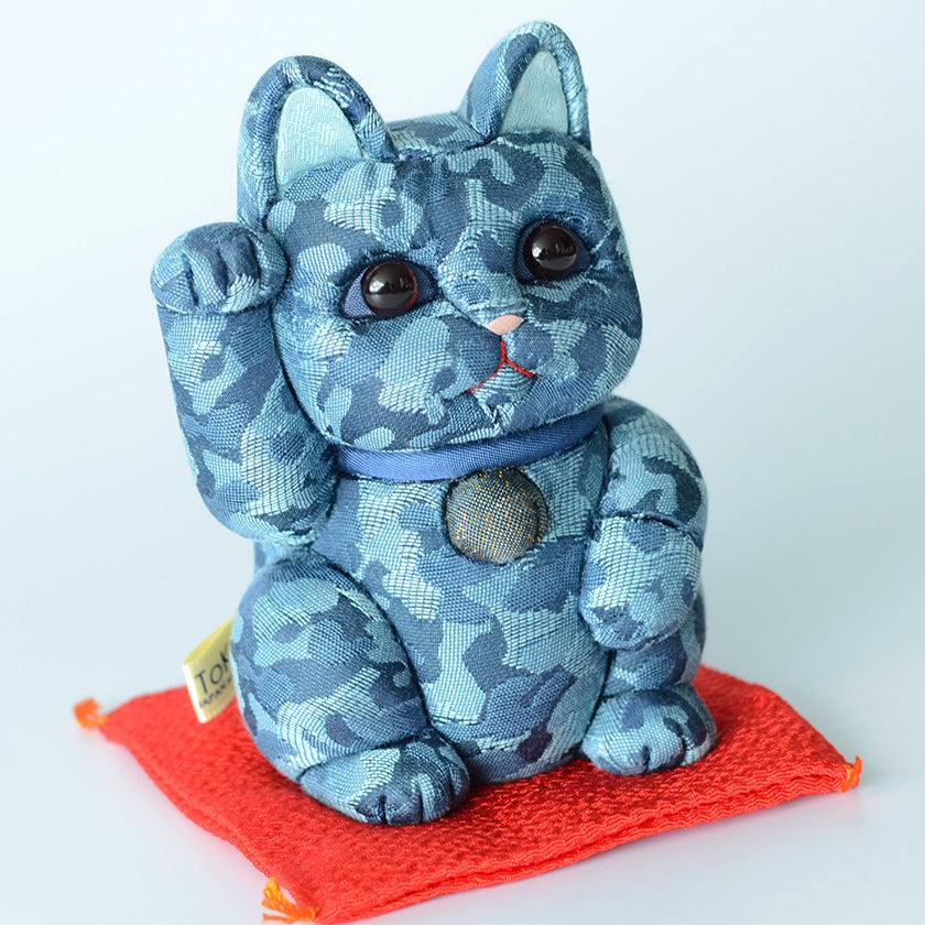 【招き猫】迷彩柄 (青) M | 江戸木目込み | 柿沼人形 - Image 10