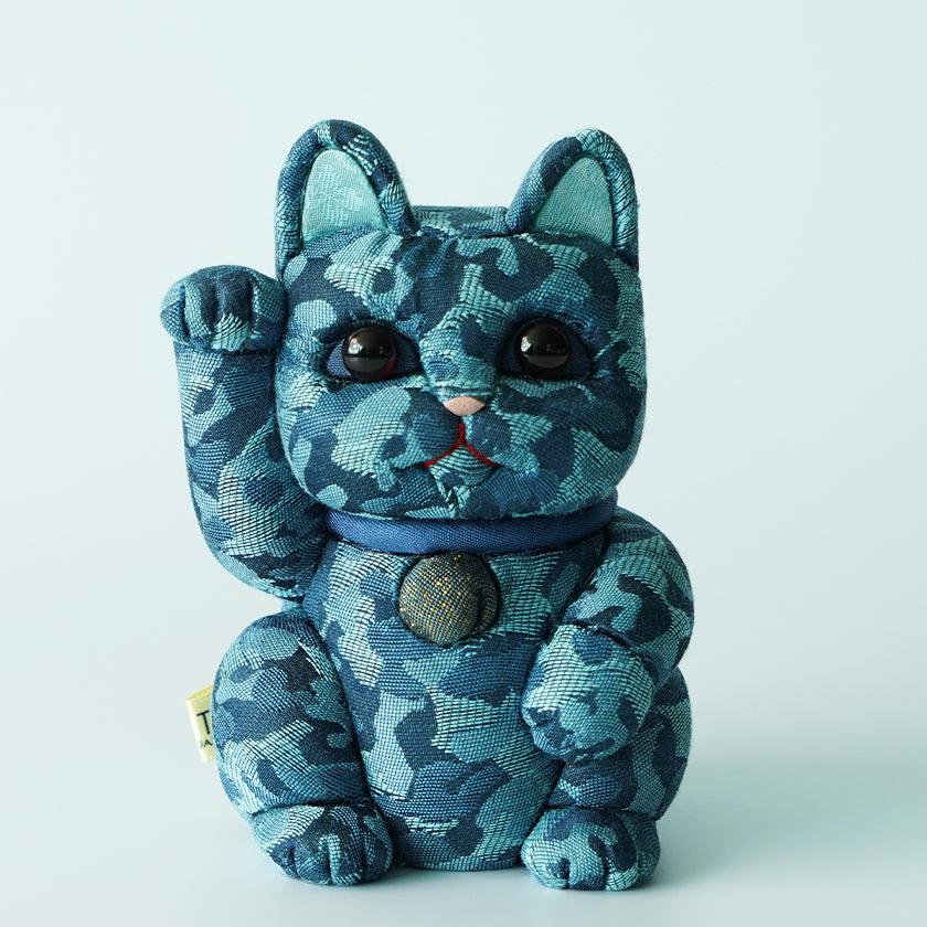【招き猫】迷彩柄 (青) M | 江戸木目込み | 柿沼人形 - Image 7