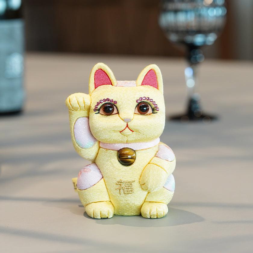 【招き猫 風水DX】黄 M 江戸木目込み 日本製 柿沼人形 開運 - Image 3