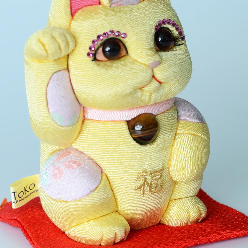 【招き猫 風水DX】黄 M 江戸木目込み 日本製 柿沼人形 開運 - Image 9