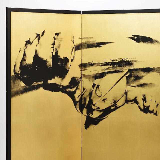 【屏風】ウルトラマン 富士山 (縁あり) | 本装屏風 - 水墨画 (大型配送料2,500円) - Image 3
