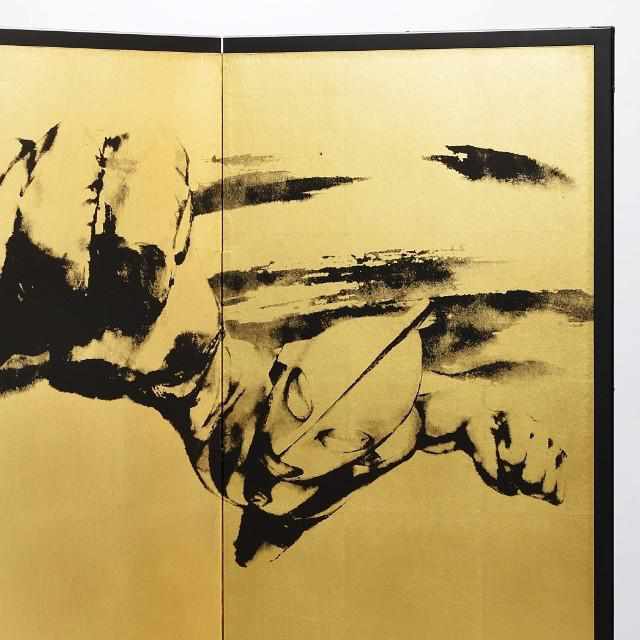 【屏風】ウルトラマン 富士山 (縁あり) | 本装屏風 - 水墨画 (大型配送料2,500円) - Image 4