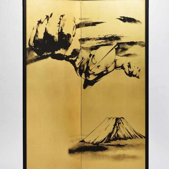 【屏風】ウルトラマン 富士山 (縁あり) | 本装屏風 - 水墨画 (大型配送料2,500円) - Image 6
