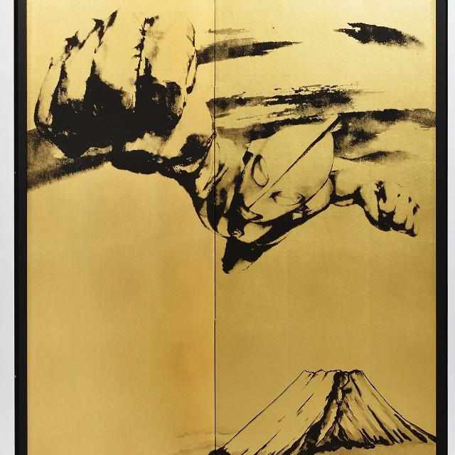 【屏風】ウルトラマン 富士山 (縁あり) | 本装屏風 - 水墨画 (大型配送料2,500円) - Image 7