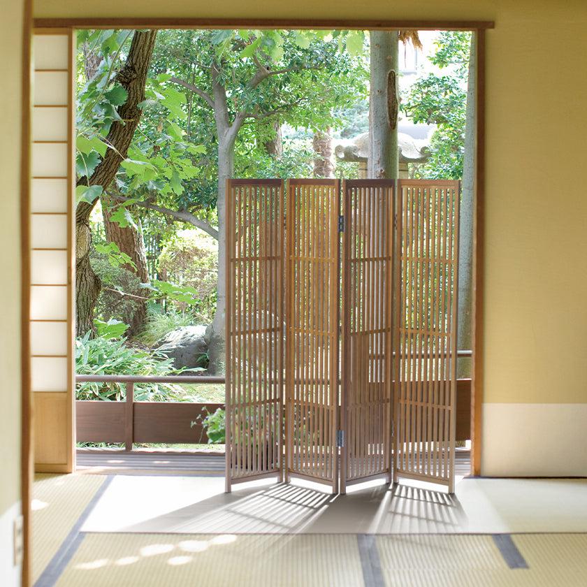 【屏風】秋田杉 格子W300 四曲 | 木工 (大型配送料2,500円) - Image 2