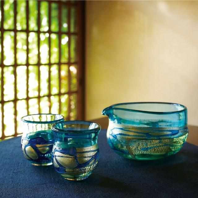 【酒器セット】金彩碧瑠璃 | 津軽びいどろ | 北洋硝子 (アデリア) - Image 11