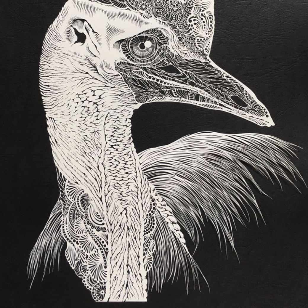 【版画】切り剣Masayo（福田理代）鳥の女王（ヒクイドリ） - Image 3