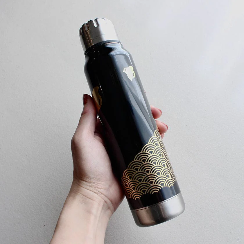 【アンブレラボトル】thermo mug × 土直漆器 うるし波千鳥 (ブラック) | 越前漆器 | 匠市 - Image 5