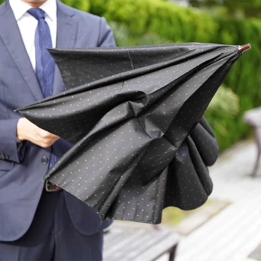 【雨傘】紳士 ピンドット 折りたたみ (ブラック) | 東京洋傘 | 宮内庁御用達 前原光榮傘商店 - Image 10
