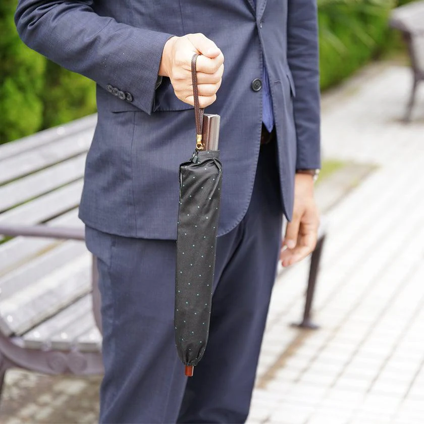 【雨傘】紳士 ピンドット 折りたたみ (ブラック) | 東京洋傘 | 宮内庁御用達 前原光榮傘商店 - Image 8