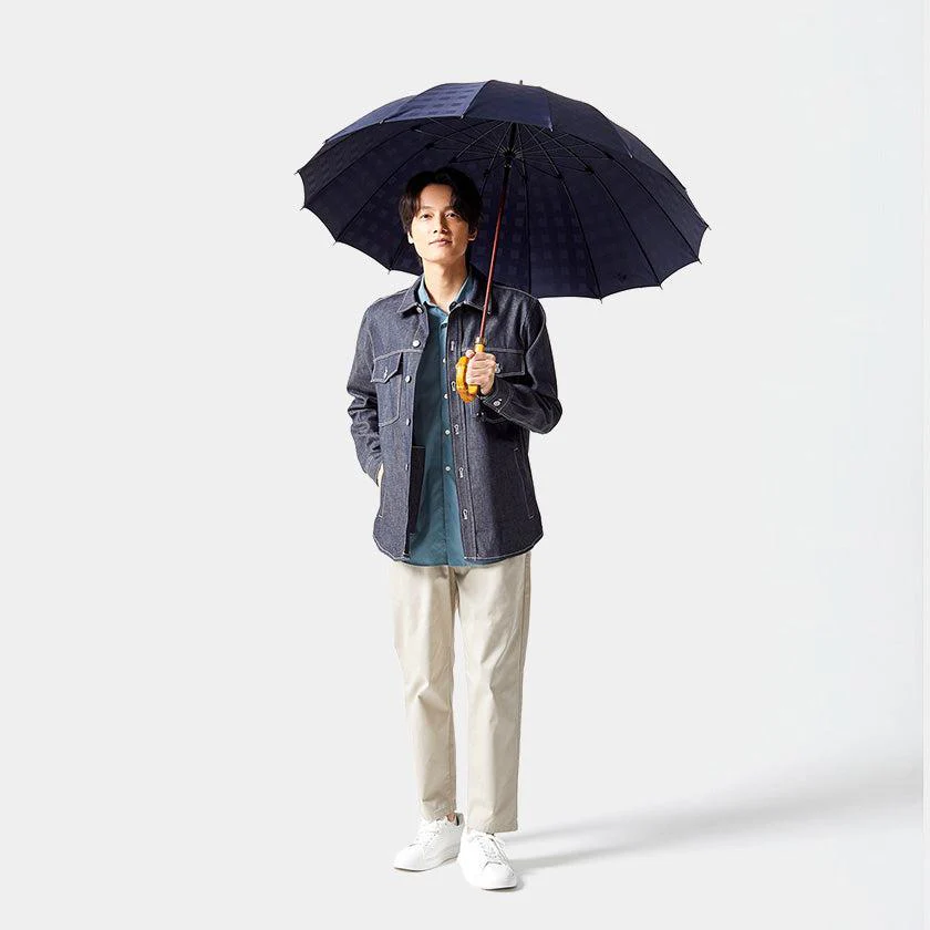 【雨傘】紳士 チェス ロング カーボン (ネイビー) | 東京洋傘 | 宮内庁御用達 前原光榮傘商店 - Image 3
