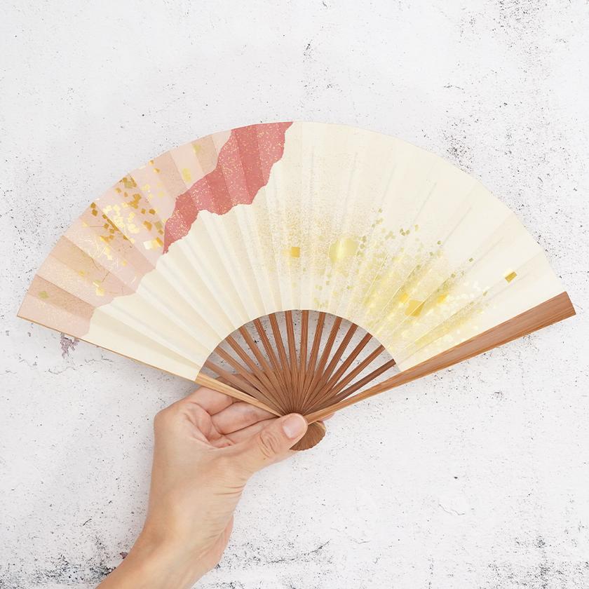 【扇子】女持 箔 桃 本煤竹 | 江戸扇子｜雲錦堂 深津扇子店 - Image 3