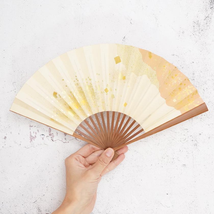 【扇子】女持 箔 橙 本煤竹 | 江戸扇子｜雲錦堂 深津扇子店 - Image 3