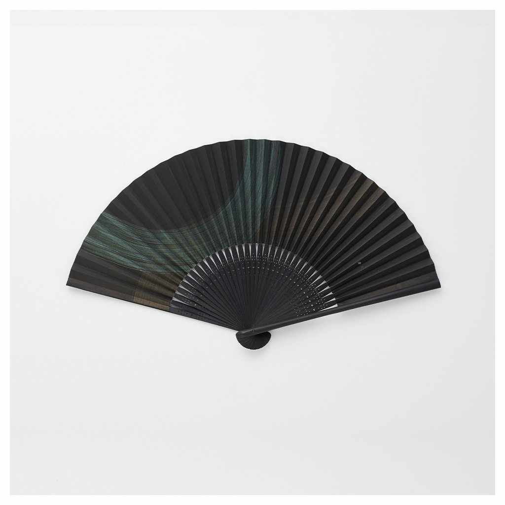 【扇子】男物 紙扇 刷毛引き 緑金 | 京扇子 | 大西常商店 - Image 2