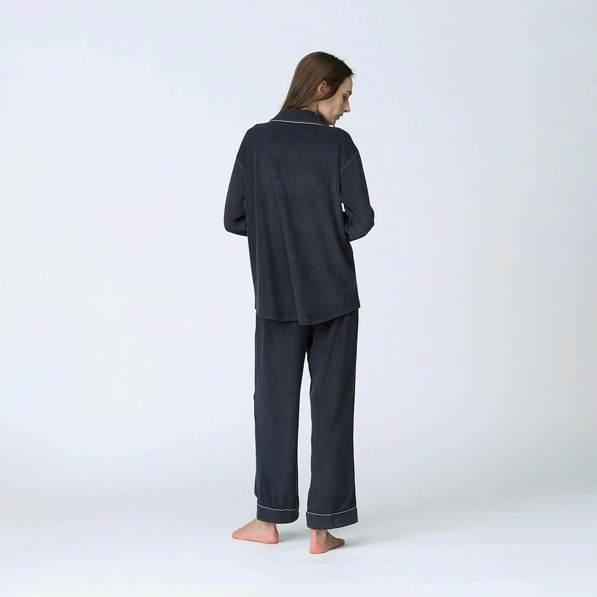 【パジャマ】コットンウールパイル チャコールグレー セットアップ | Foo Tokyo - Image 4