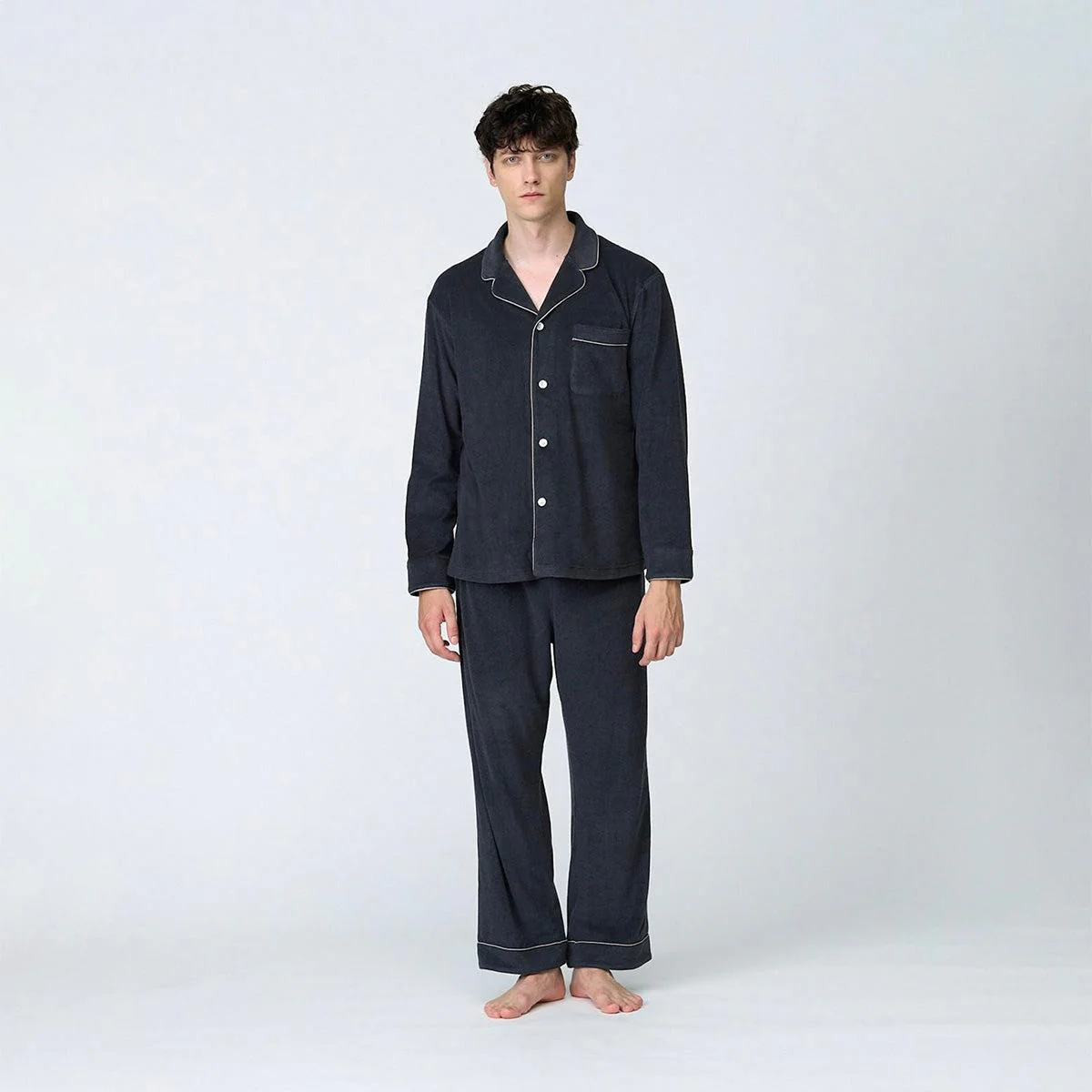【パジャマ】コットンウールパイル チャコールグレー セットアップ | Foo Tokyo - Image 5