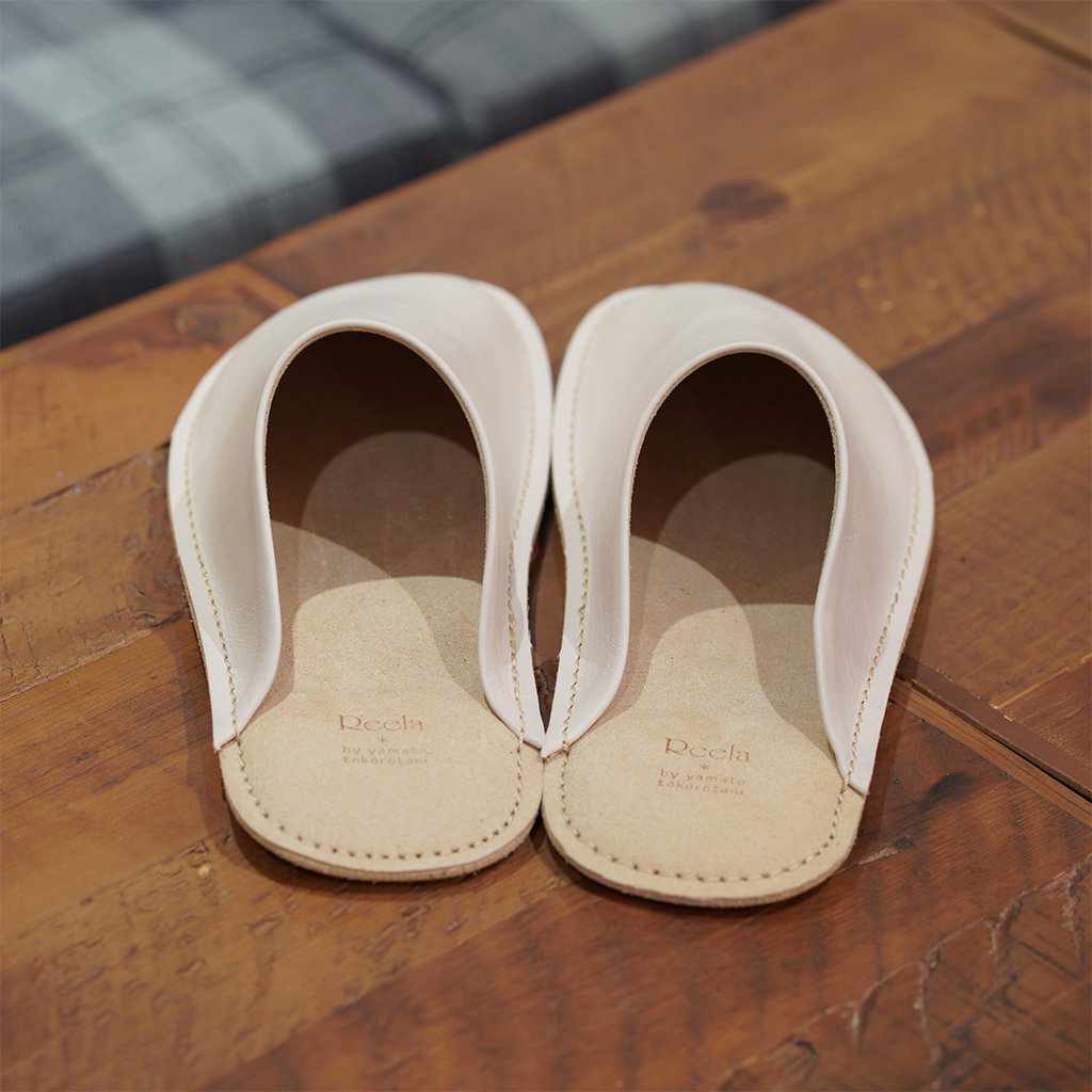 【スリッパ】Reela 本革スムース ルームサボ（アイボリー） - Image 6