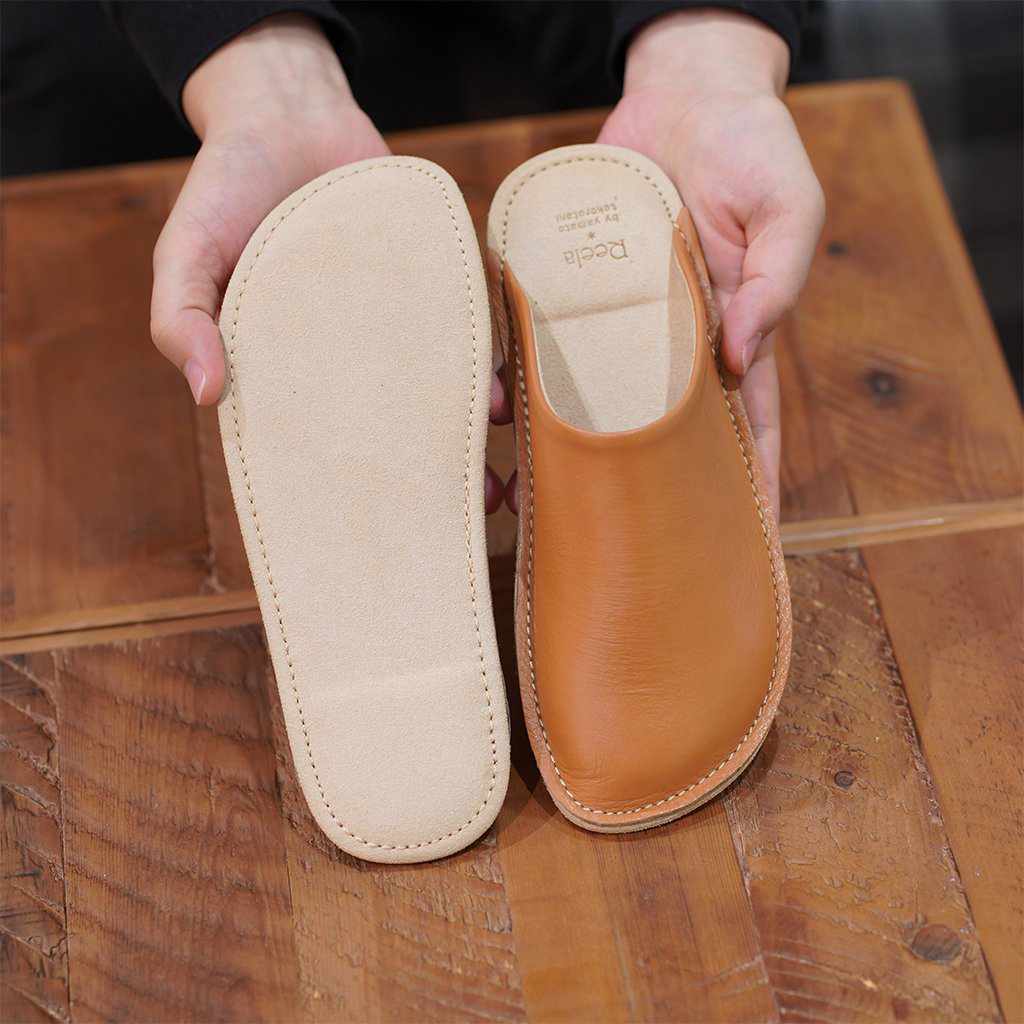 【スリッパ】Reela 本革スムース ルームサボ（キャメル） - Image 8
