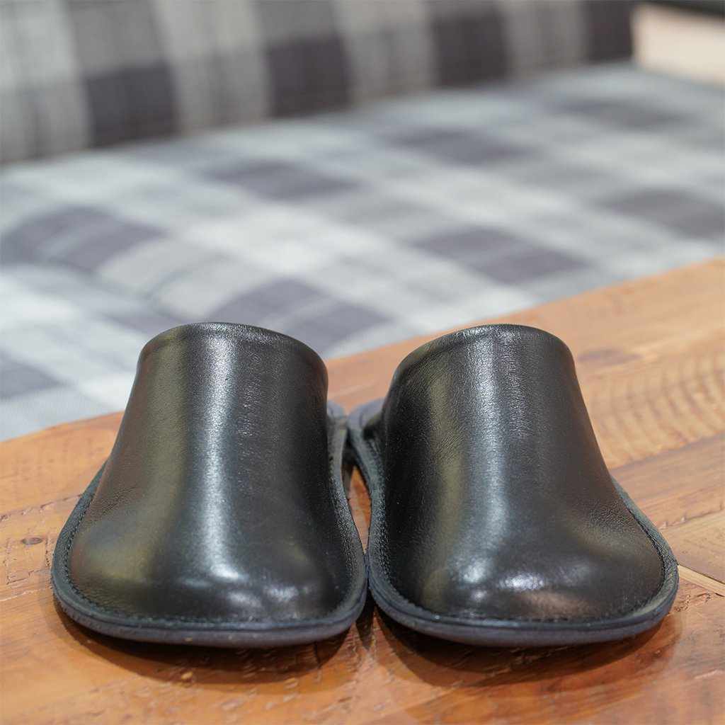 【スリッパ】Reela 本革スムース ルームサボ（ブラック） - Image 6