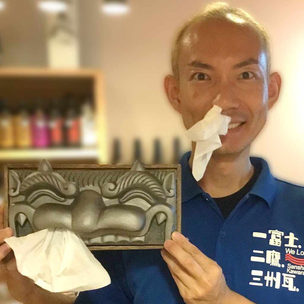 【三州鬼瓦】鬼福製鬼瓦所 ティッシュケース（笑顔の鬼瓦） - Image 2
