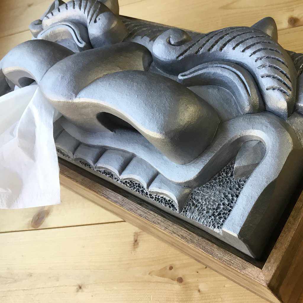 【三州鬼瓦】鬼福製鬼瓦所 ティッシュケース（笑顔の鬼瓦） - Image 4