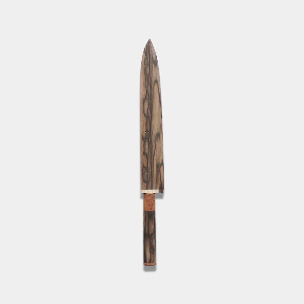 【柳刃包丁】300mm 白二鋼水焼本焼 鏡面波浮かし/樋入り 千本黒柿柄鞘仕様 | 堺刃物 | 郷右馬允義弘 - Image 3