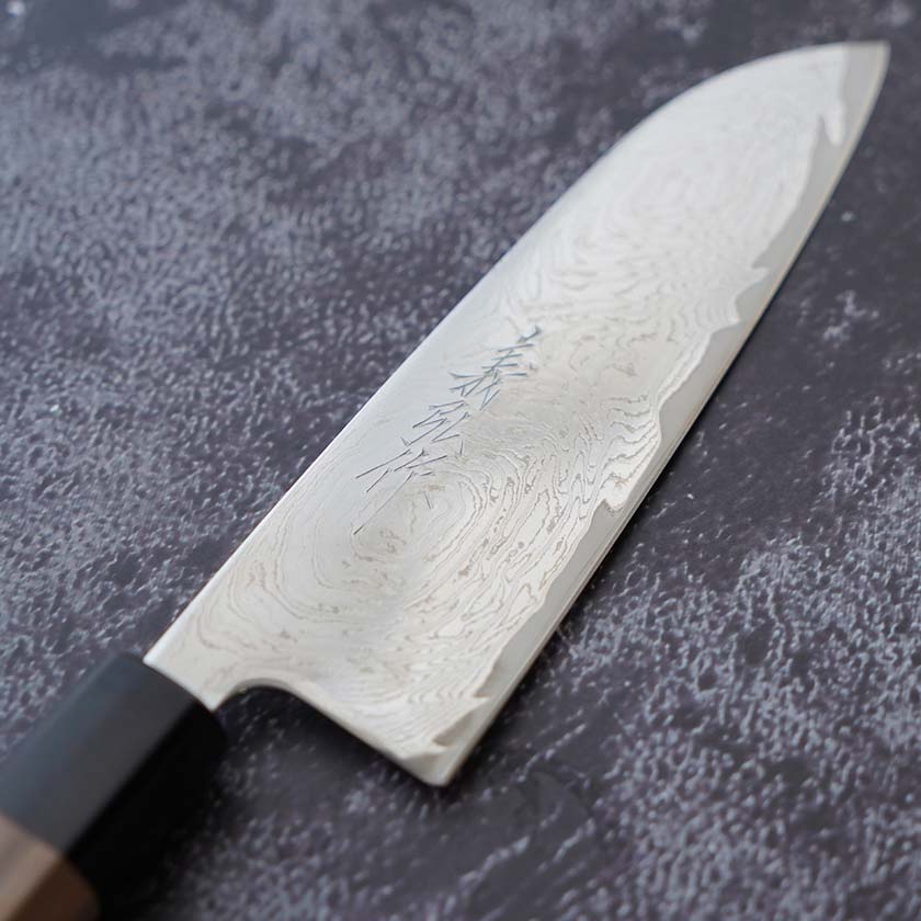 【三徳包丁】165mm Mo.V墨流し ウォールナット柄 | 堺刃物 | 義弘作 - Image 6
