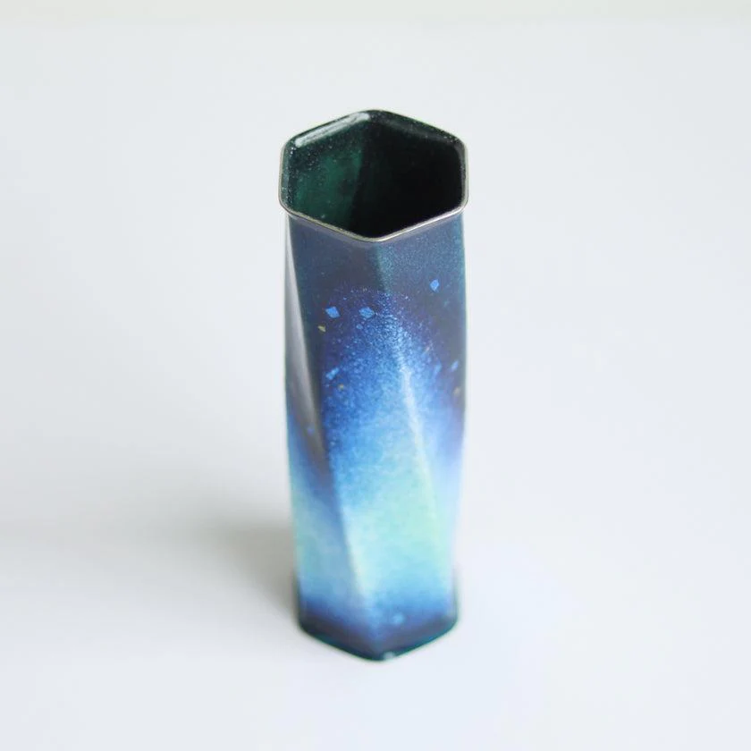 【一輪挿し】六角形 宙(紺) | 無線銀貼七宝 - Image 4