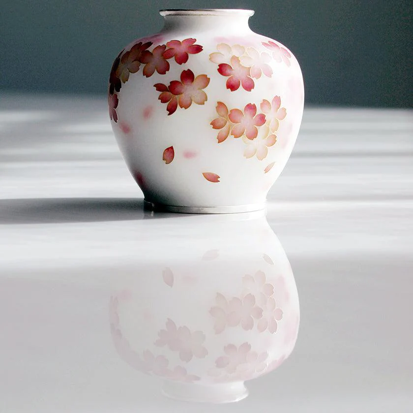 【花瓶】2寸玉形 舞桜文 艶消し仕上げ | 有線七宝 | 加藤七宝製作所 - Image 4