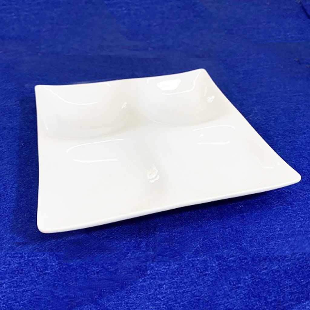 【美濃焼】マルモ加藤陶器 白磁 コケワ 4つ仕切り皿 - Image 2