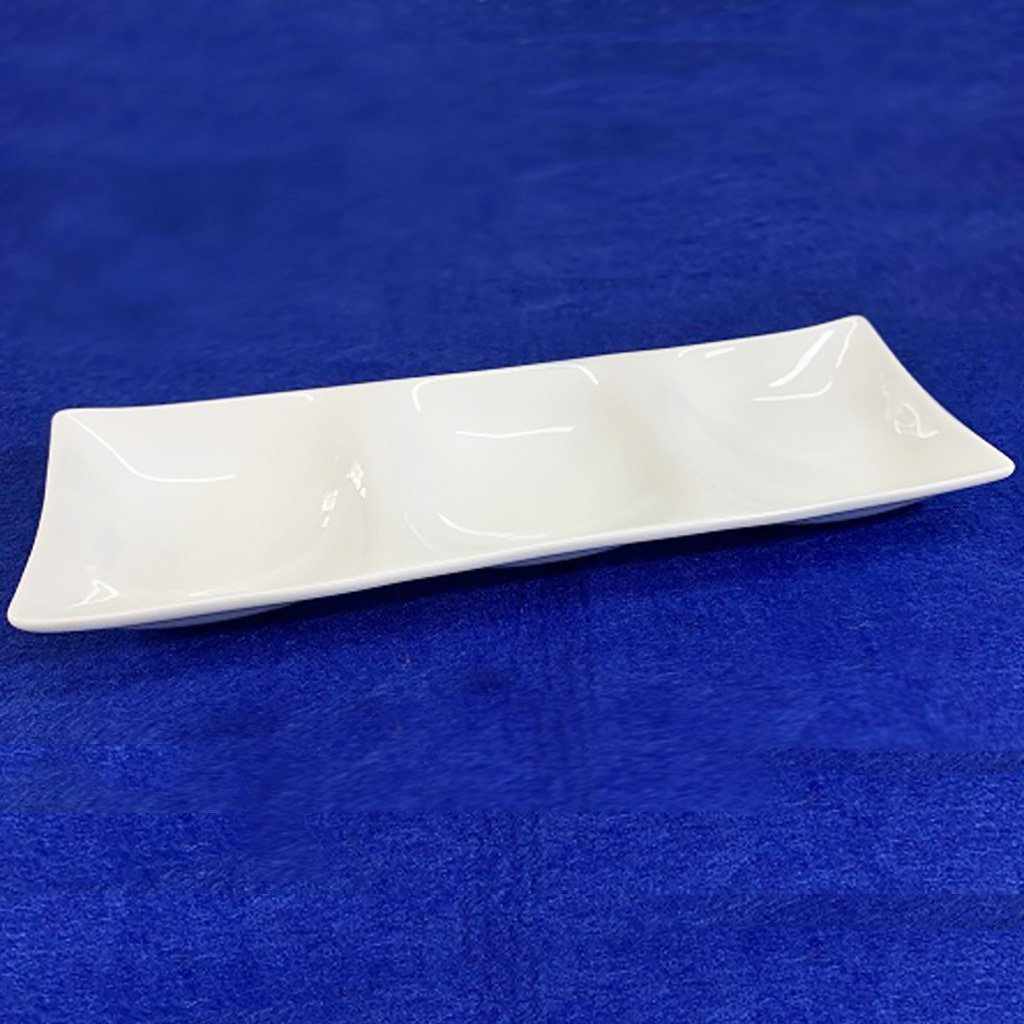 【美濃焼】マルモ加藤陶器 白磁 コケワ 3つ仕切り皿 - Image 2