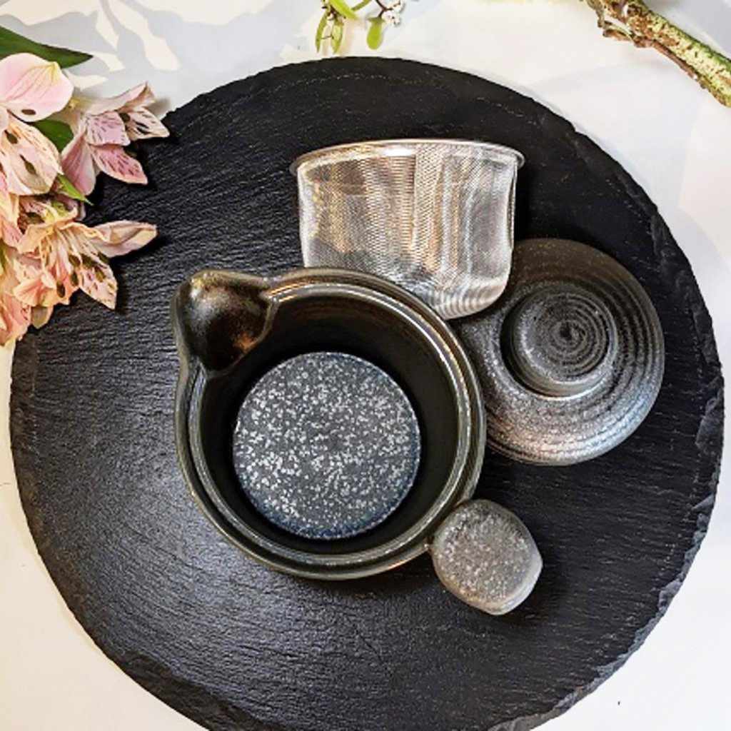 【美濃焼】マルモ加藤陶器 広口ポット 黒銀彩 (アミ付) - Image 11