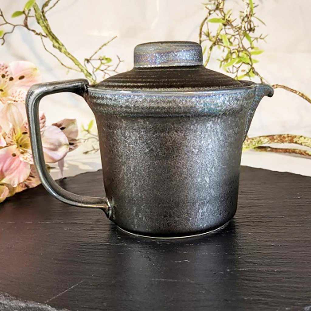 【美濃焼】マルモ加藤陶器 広口ポット 黒銀彩 (アミ付) - Image 9