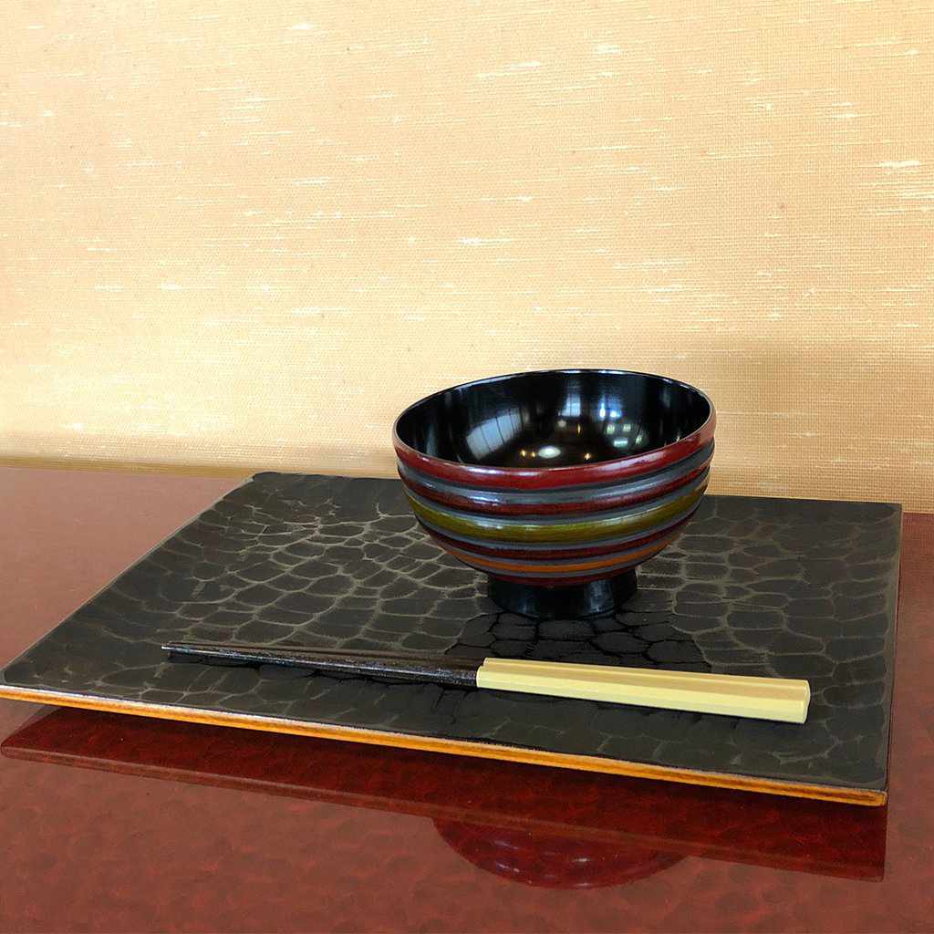 【飯椀】御椀 コマ塗 (内黒,内朱) | 香川漆器 | 87.5 - Image 4