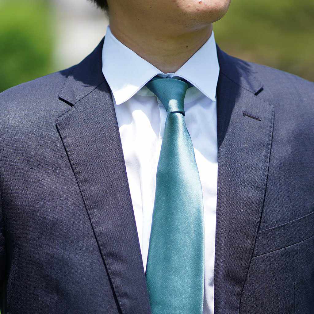 【ネクタイ】セラドングリーン 雅 33匁シルクサテン | 郡内織物 | 富士桜工房 - Image 5