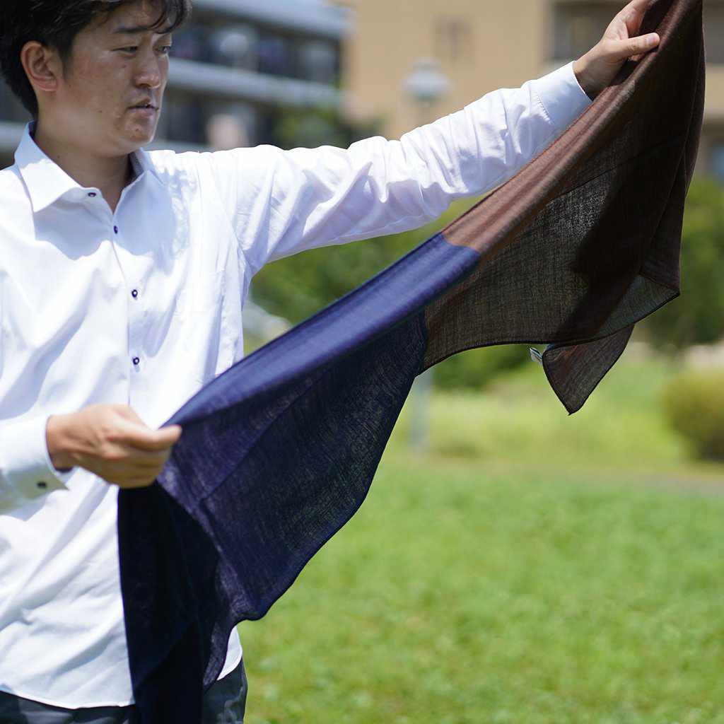 【ストール】やすらぎえりまき (グレー×ブラウン×ネイビー×パープル) | 郡内織物 | 富士桜工房 - Image 6