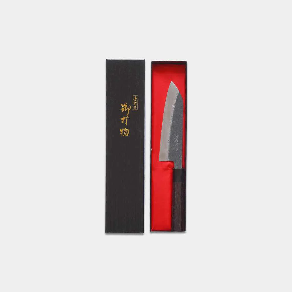 【三徳包丁】本鍛造 黒打 三徳包丁 (青紙スーパー鋼) 170mm | 越前打刃物 | 鍛冶工房いわい - Image 4