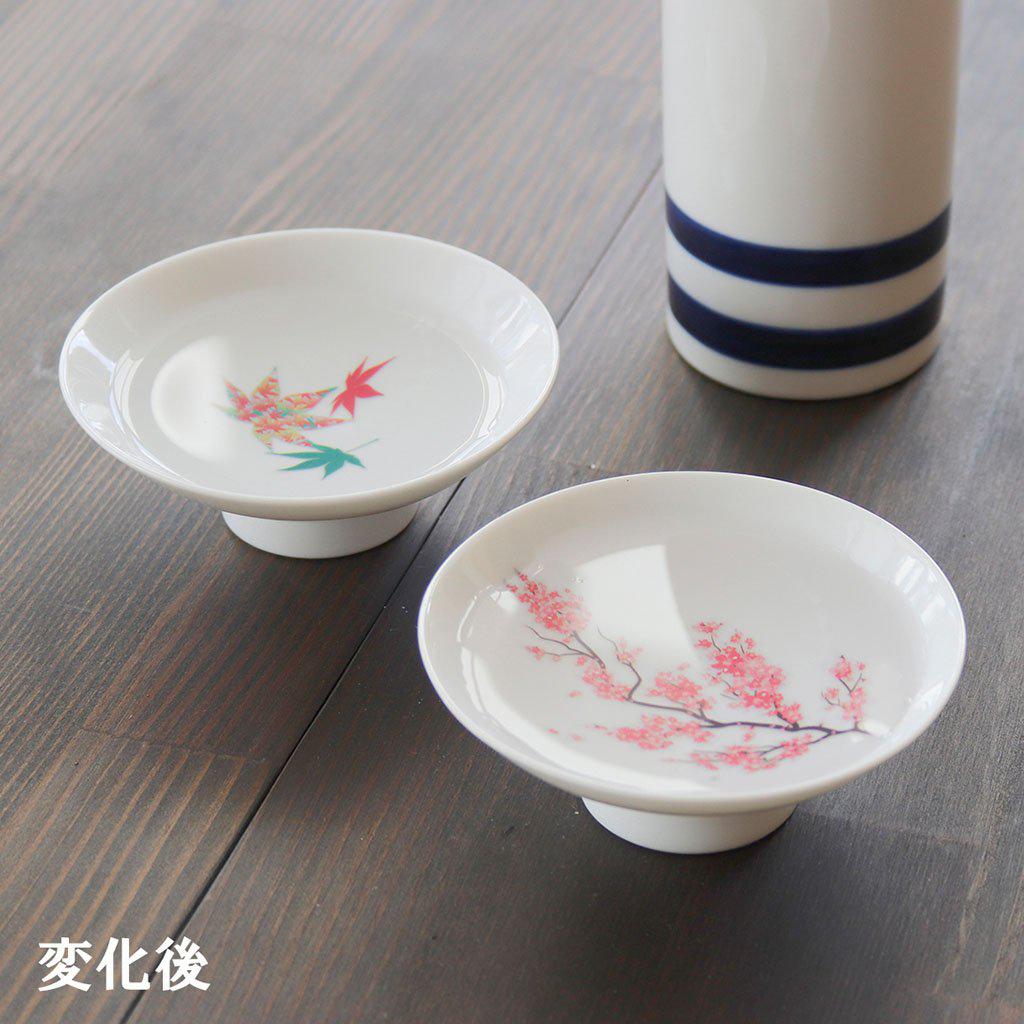 【平盃2点セット】温感 桜・紅葉 平盃 (白) | 美濃焼 | 丸モ高木陶器 - Image 3
