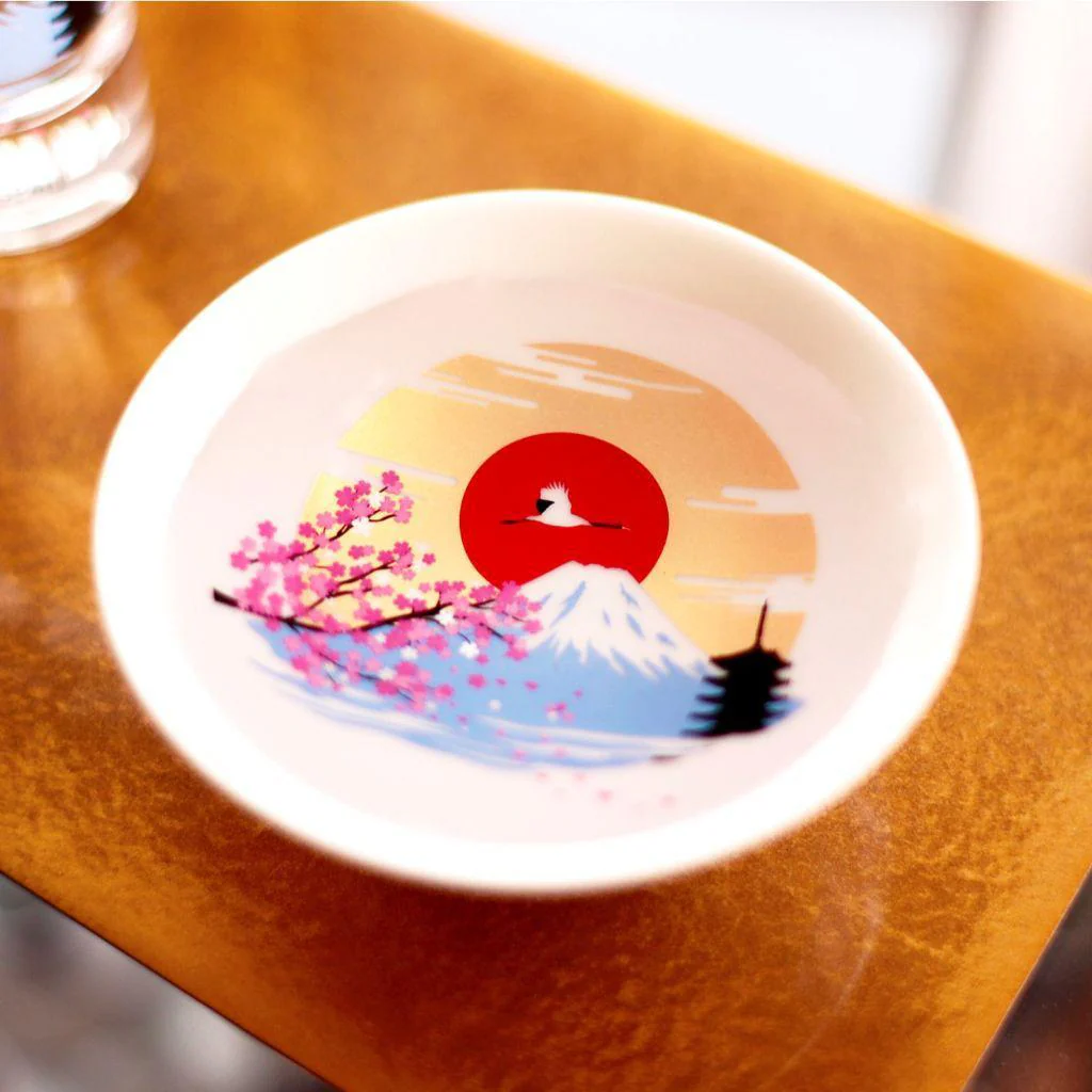 【平盃2点セット】冷感 桜富士山 | 美濃焼 | 丸モ高木陶器 - Image 4