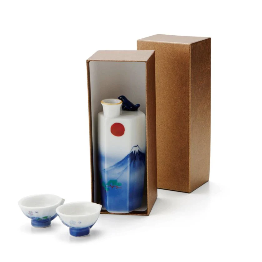 【酒器セット3点セット】音が鳴る！桜富士山のサウンド (徳利 &盃) | 美濃焼 | 丸モ高木陶器 - Image 2