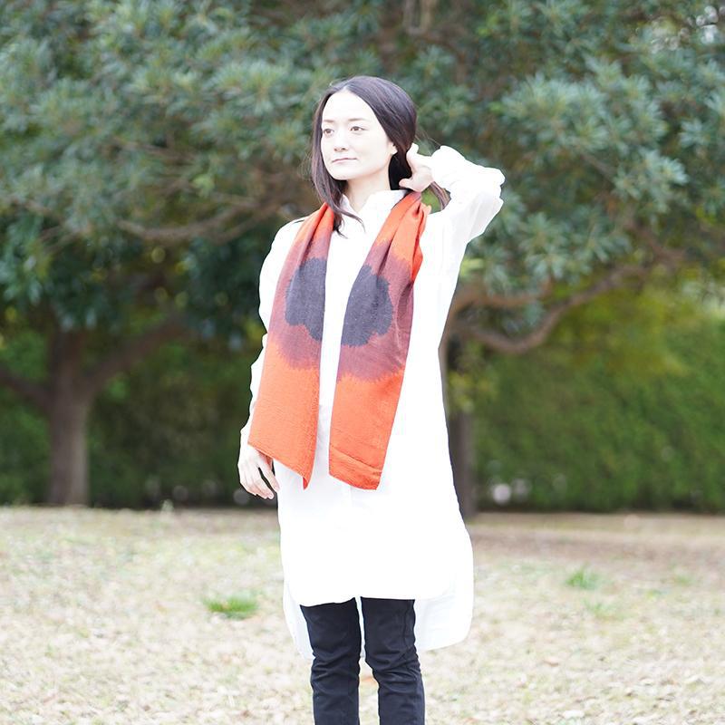 【絞り染め】三毳山麓工房 ストール ナスカ地紋 オレンジ - Image 7